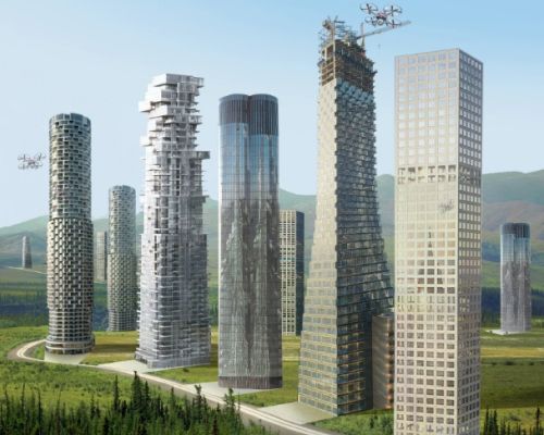 Grattacieli lungo le rotte del traffico: una città che stravolge gli attuali modelli urbani