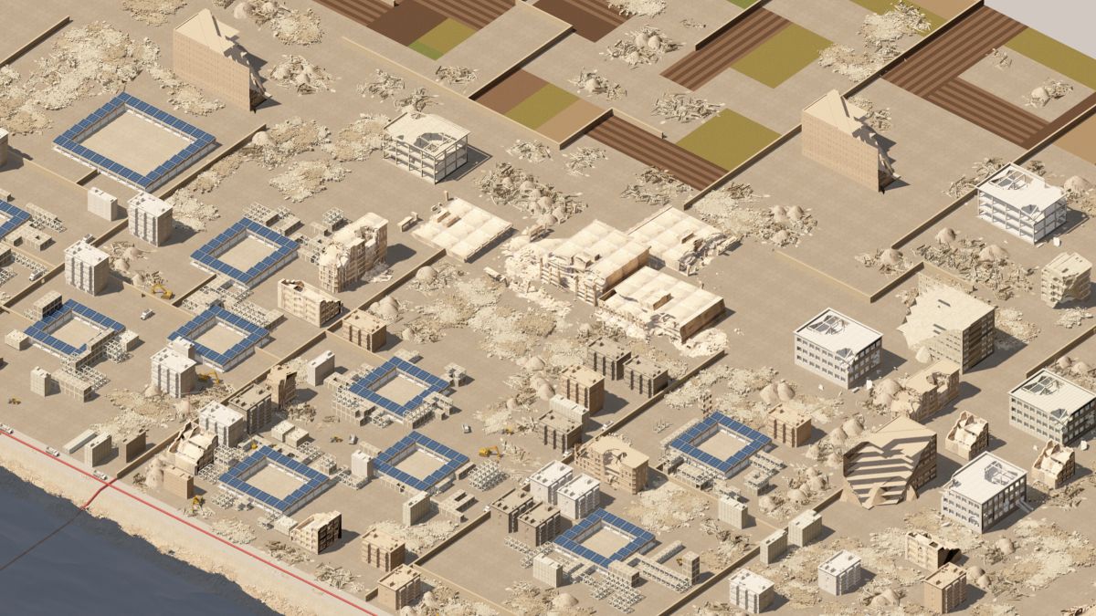 Rendering del progetto dello Iuav di Venezia per la ricostruzione di Gaza