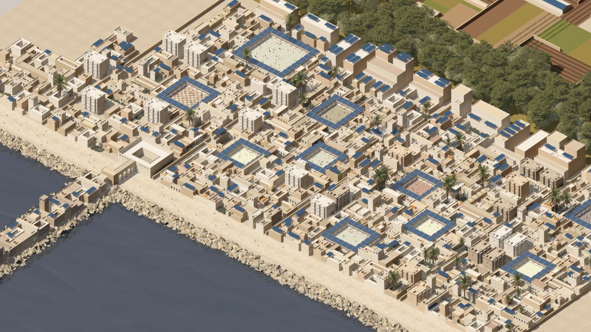 Rendering del progetto dello Iuav di Venezia per la ricostruzione di Gaza Rendering del progetto dello Iuav di Venezia per la ricostruzione di Gaza