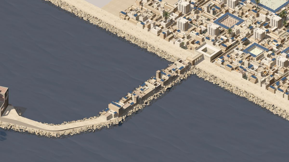 Rendering del progetto dello Iuav di Venezia per la ricostruzione di Gaza Rendering del progetto dello Iuav di Venezia per la ricostruzione di Gaza