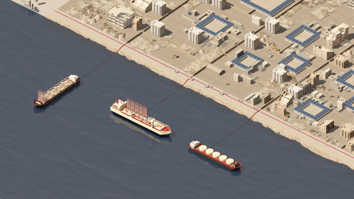 Rendering del progetto dello Iuav di Venezia per la ricostruzione di Gaza Rendering del progetto dello Iuav di Venezia per la ricostruzione di Gaza