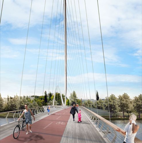 Il percorso ciclo-pedonale che attraversa il ponte di Praga "Lávka Holešovice Karlín"