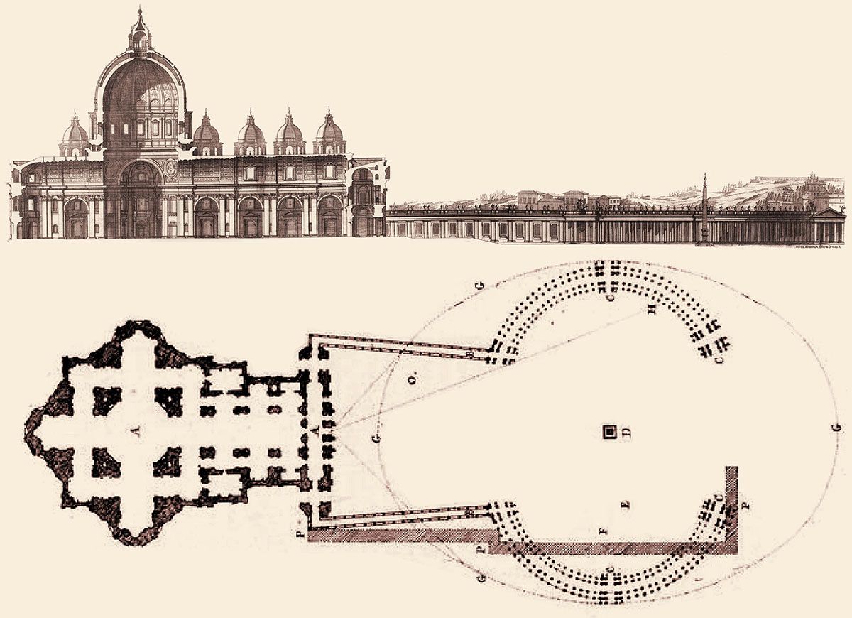 La Basilica di san Pietro con il colonnato progettato dal Bernini