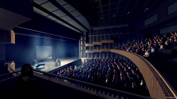 Ampliamento del Teatro dell’Opéra della Bastiglia: sala di 800 posti modulabile (render Henning Larsen)