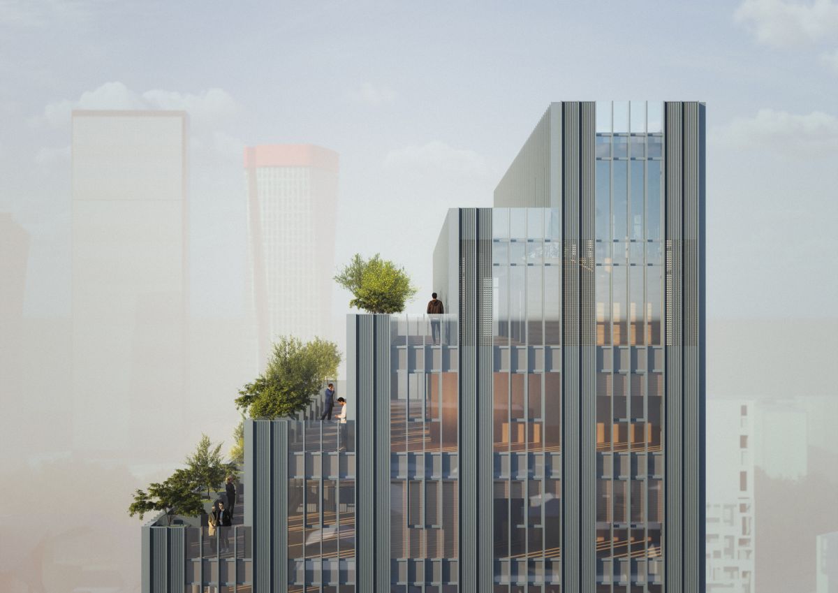 Render tetto del nuovo hotel Scarampo a Milano, progetto De Lucchi Render tetto del nuovo hotel Scarampo a Milano, progetto De Lucchi