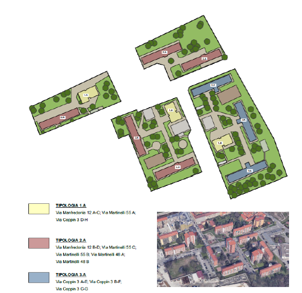 Individuazione delle tipologie 1A, 2A, 3A all’interno del quartiere Coppin Individuazione delle tipologie 1A, 2A, 3A all’interno del quartiere Coppin