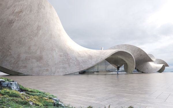 La vetrata esterna di Twine che sembra una scultura di cemento La vetrata esterna di Twine che sembra una scultura di cemento