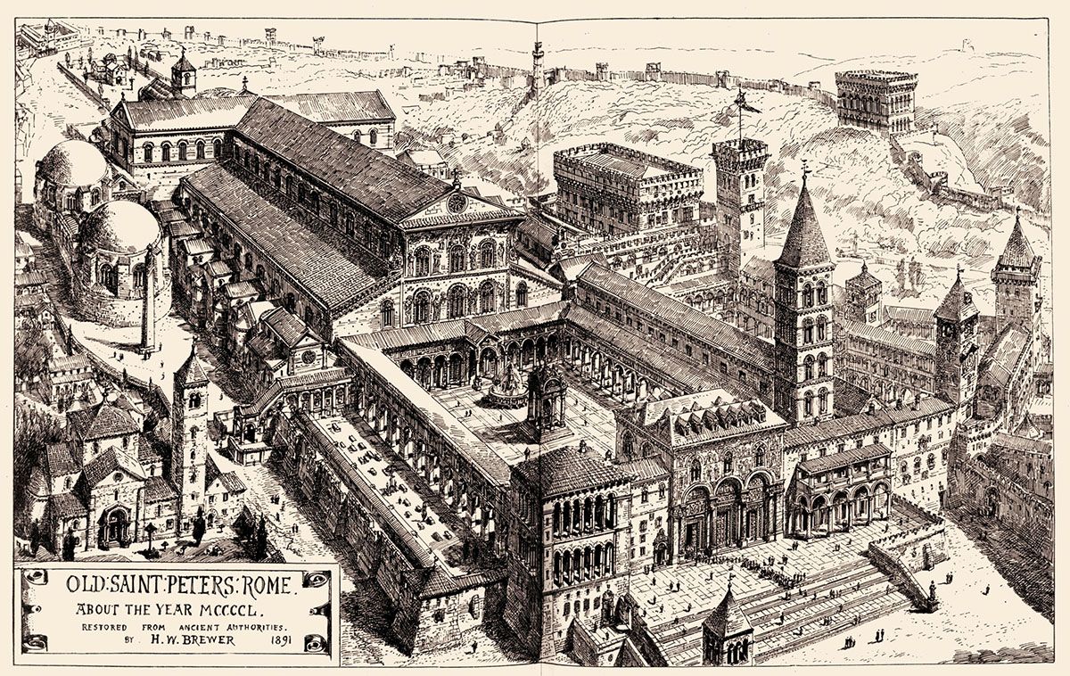 La Basilica paleocristiana di San Pietro nel 1450 