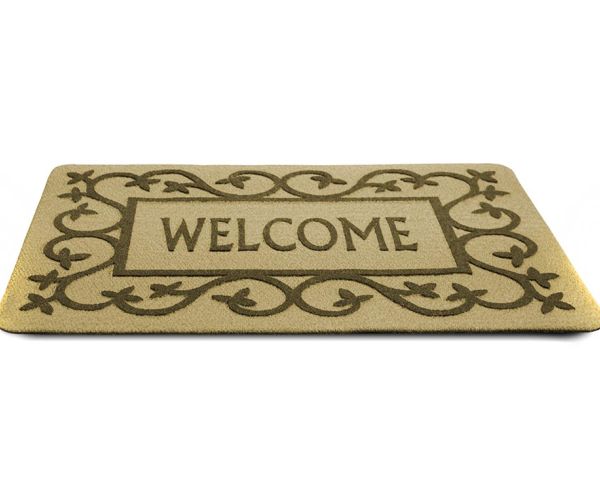Zerbino Design Welcome 70x50 Cm: Effetto Legno, Antiscivolo, Microfibra - Interno/Esterno