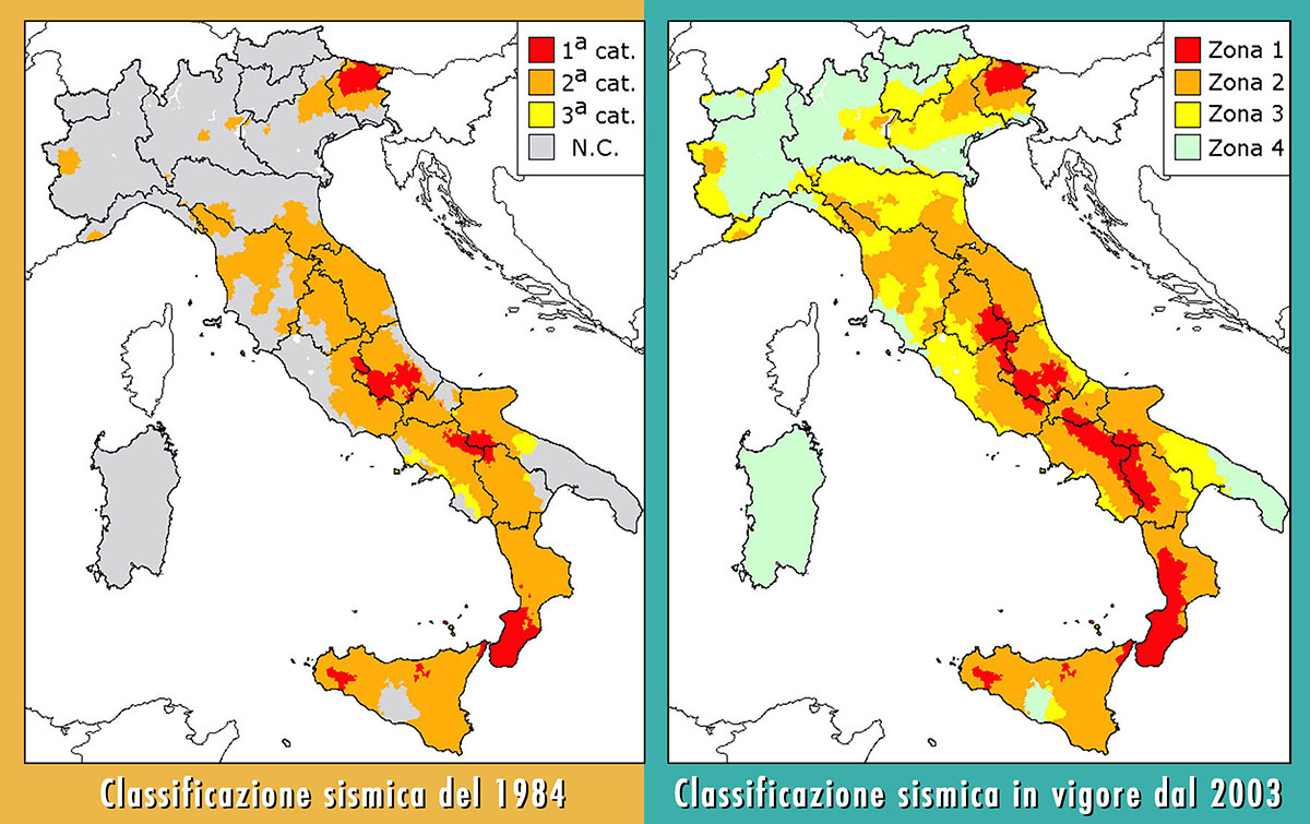 Classificazione sismica del territorio italiano a confronto: dal 1984 al 2003. Classificazione sismica del territorio italiano a confronto: dal 1984 al 2003.